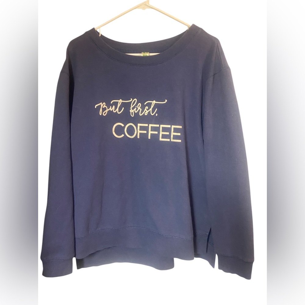 Green tea Periwinkle blue ladies sweatshirt top xxL plus Longsleeve graphic pm
